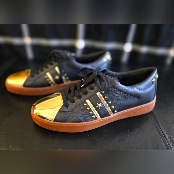 Michael Kors Shoes - Michael Kors Woman's MK Frankie Striped Leather Sneakers 8.5